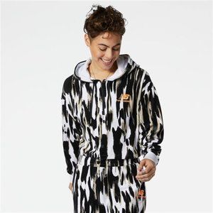 New Balance Women's NB Athletics Collide Printed Terry Hoodie White